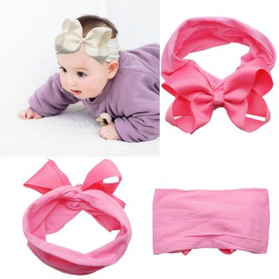 China Fashion Baby 4 Inch Ribbon Bow Headband Soft Nylon Elastic Bows Tied Toddler Headbands Hair Accessories Newborn Infant for sale