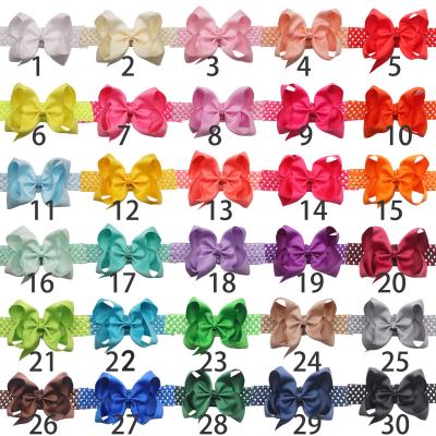 China Baby Soft Solid Headband Elastic Hair Bands Kids Girls 6 Inch Grosgrain Ribbon Bow Headband Boutique Turban Headwear Hair Accessories for sale