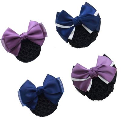 China Handmade Elegant Flower Hairpin Fashion Cloth Hair Bow Clips Hair Clip Snood Cover Net Bun Professional Staff Dance Women Accessories for sale