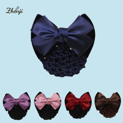 China Fashion High Quality Professional Stain Flannel Bow Flower Head Hair Clip New Nurse Hair Net Fashion Hair Accessories for sale