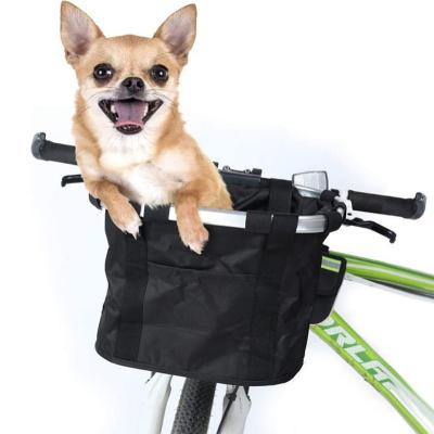 China Sustainable Foldable Riding Bag For Pet Basket Waterproof Oxford Pet Bicycle Bag for sale