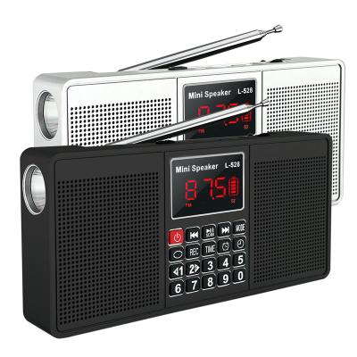 China LCJ PORTABLE L-528 Tuning AM FM Digital Blue Tooth Alarm Clock Radio with BT Speaker, Flashlight and Voice Recorder Support TF/USB for sale