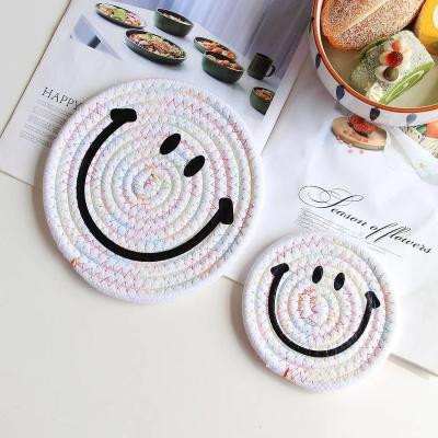 China Large Capacity Fashion Table Coaster Pot Mat Household Decorative Dinner Cup Cushion Cotton Rope Woven Place Mat for sale