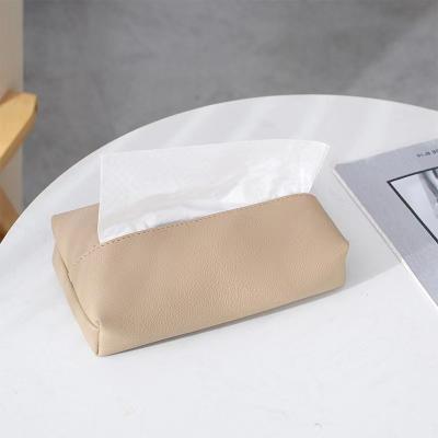 China Large Capacity Bedroom Tissue Box Holder Tissue Leather Paper Bags Draw Paper Boxes for sale