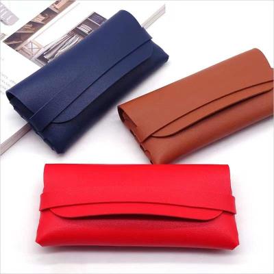 China Feel Comfortable Portable Soft Eyeglass Pouch PU Glasses Case Travel Spring Sunglasses Leather Retail Pouch for sale