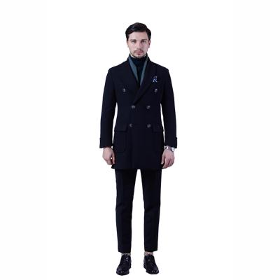 China Hot-selling Navy Anti-wrinkle Color Notch Lapel Six Crossed Buttons Men Overcoat Winter for sale