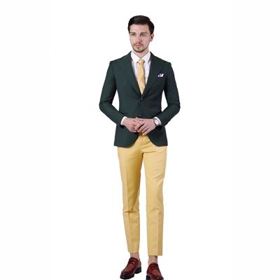 China New Design Dark Green Color Anti-Wrinkle Closure Collar Men's Blazer Two Breasted Buttons Single Breasted Mens Suits for sale