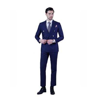 China Hot Selling Anti-wrinkle Navy Color Notched Collar 2 Pieces Cross Suits Set Men's Suits for sale