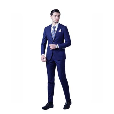 China Hot Sale High Quality Single Breasted Men's Suits Set Single Breasted High Quality Anti-Wrinkle Color Lapel Two Buttons Two Pieces Navy Suits for sale