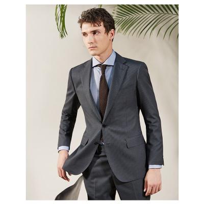 China Anti-Wrinkle Slim Fit Fit Version 2 Piece Suit Single Breasted Color Notch Lapel Dark Gray Two Buttons Suits Sets Men's Suits for sale