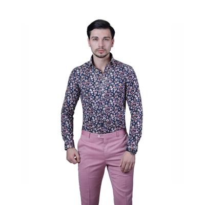 China Hot-selling casual collar shirt turn-down printing single breasted floral anti-pilling shirts for men for sale