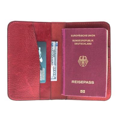 China Normcore / Minimalist Luxury Red Brown Black Italian Leather Passport Covers Vegetable Tanned Leather Covers Monogrammed Custom Logo Holder For Passport for sale