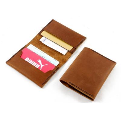 China Normcore/Brown Crazy Horse Leather Minimalist Vintage Credit Card Designer Wallet or Thin PU Bi-Fold Wallet Men Minimalist Card Holder for sale