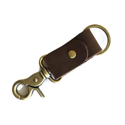 China Scissor Swivel Clip Carabiner Leather Key Chain Embossed Free Embossed LOGO With Promotional Little Cute Leather Scissor Swivel Bronze Carabiner Keychain for sale