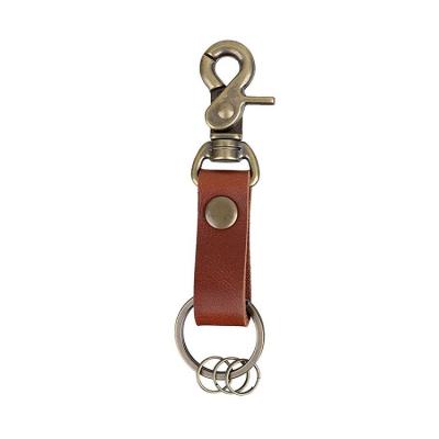 China Wholesale Genuine Leather Key Chain Bronze Metal Keyring Custom Hardware Swivel Key Chain Swivel Metal Hook Instant Solid Lanyard FOB Empty Bronze for sale