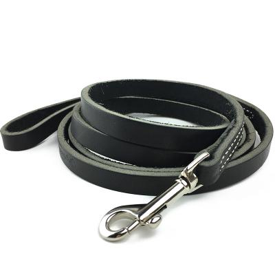 China Durable 6 Feet Long Custom Design Durable Top Grain Leather Quality Clasp Dog Leash Nickel Plated Solid Brass Training Rope for sale