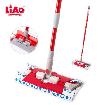 China A130091 LiAo Telescopic Handle Microfiber Clip ClothFlat Mop Sustainable Cleaning Products, New Flat Mop for sale