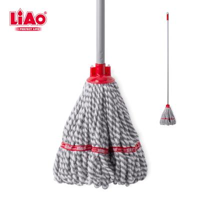 China LiAo Gray White Mix Home Commercial Floor Deck Loop End Loop Sustainable Cotton Absorbent Yarn Easy Clean Damp Mop for sale