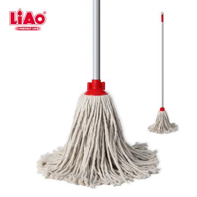 China LiAo Large Commercial Industrial Cut End Absorbent Cotton Rope Easy Viable Clean Spill Deck Wet Mop With Flip Grip Clamp for sale