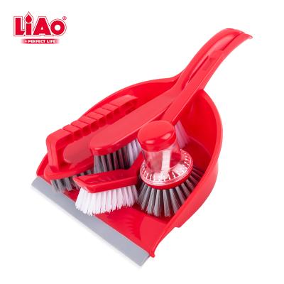 China LiAo Home Plastic Handle 4 Pack Table Mini Dustpan and Sweeping Cleaning Tools with Comfort Grip Multi Function Reading Brush for sale