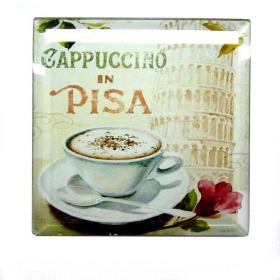 China Folk Art Fashion Design Home Use Flat Square Crystal Glass Luxury Coffee Coaster for sale