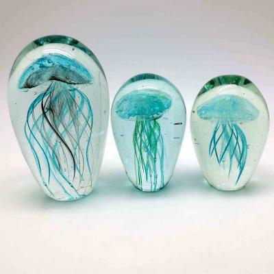 China China Wholesale Souvenir Jellyfish Glass Paperweight Home Decoration for sale