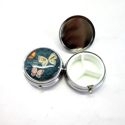 China Folk Art Custom Butterfly mini pocket pill glass-metal box for gift for sale