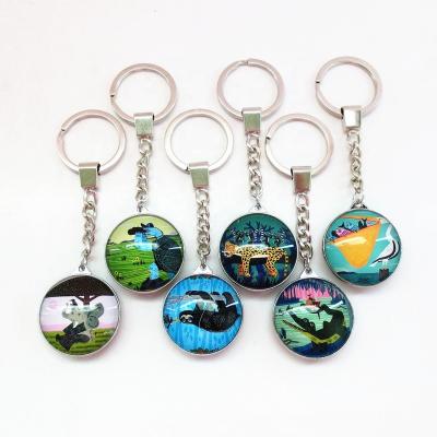 China Promotional Custom 3d Europe Double Sides Round Souvenir Keychains for sale