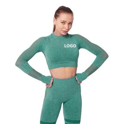 China European And American Tight Seamless Hollow Long Sleeve T-shirt Breathable Long Sleeve Crop Tops for sale