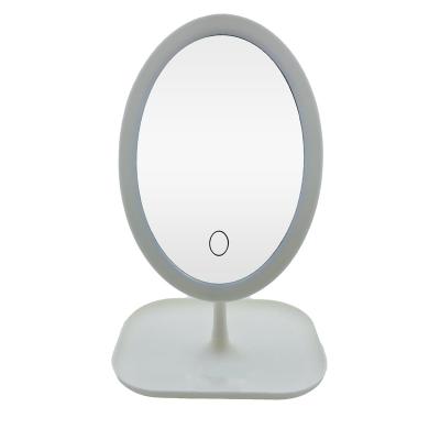 China Smart Lighted Desktop Makeup Mirror Three-color LED Hot Dimming Refilling Model for sale