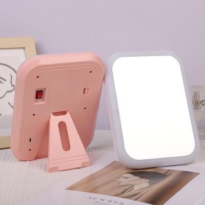 China USB Rechargeable Lighted Vanity Led Travel Lighted Make Up Mirror Desktop Makeup Mirror With Lights Folding Cosmetic Make Up Mirror for sale