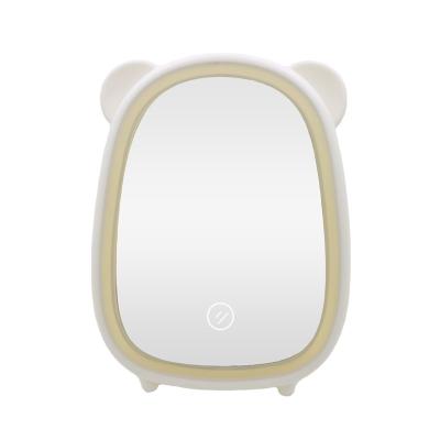 China LED Cute Lighted Bear Makeup Smart Mirror No Poles Dimming Wall Desktop Beauty MMirror for sale