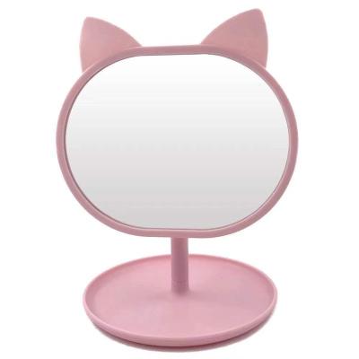 China Personalized Makeup Desk Mirror Dresser To Carry Cartoon Ear Design Girl Style Mirror With Storage Function for sale