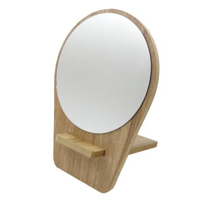 China Custom Hot Selling Wooden Makeup Mirror Wood Frame Portable Makeup Mirror Home Office Fashion Student Dormitory Or Travel for sale