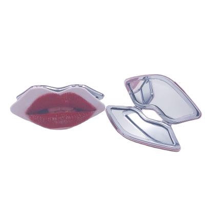 China Hot Selling Cosmetic Pouch Magnifying Mirror Creative Fashionable Lip Shape Convenient And Practical Makeup Mirror for sale