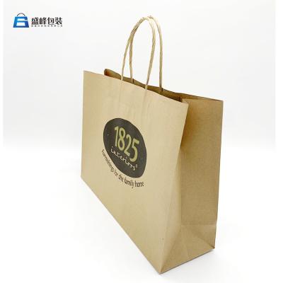 China OEM Production Twisted Handle brown color Recyclable Kraft Customized kraft Paper Bags with Logo for sale