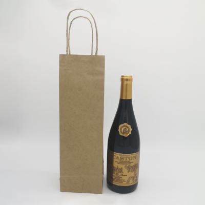 China Wholesale Top Quality Oem Flat Handle Kraft Cheap Brown Paper Bags Handles Wine Protector Bag for sale