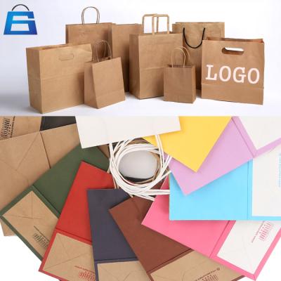 China Wholesales Custom Logo Printed Cheap Recycled Take Away Food Packaging Shopping Brown Paper Bag With Twisted Handles for sale