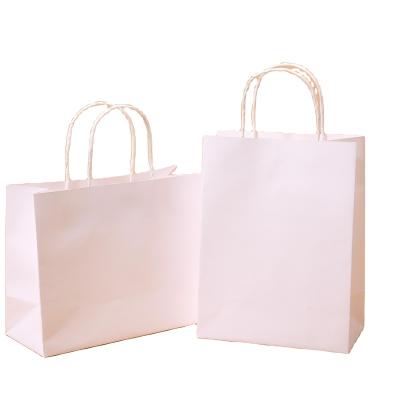 China Recyclable White Kraft Paper Bag With Twisted Handle Reusable Shopping Paper Bags Logo Printed for sale