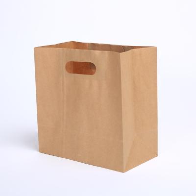 China Free Sample 130g die cut kraft paper bag food delivery bag with logo printed for sale