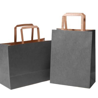 China Colorful Flat Handle Customized Logo Recyclable Kraft Paper BagsBag With Handle for sale