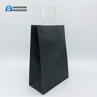 China Stock Goods 290*200*100 black kraft paper bag for sale