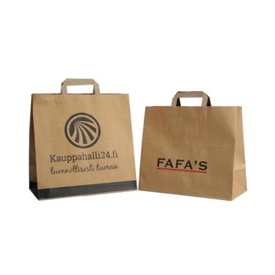 China Wholesale Cheap Price Personalized Design Plain Sac En Papier Personnalisable Paper Bags Flat Handle for Food Takeaway for sale