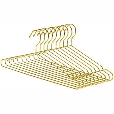 China Gold metal durable heavy duty coat hangers, space saving wire hangers, metal coat hangers for sale