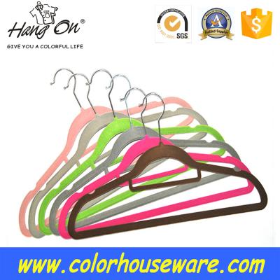 China Plastic ABS Home Suit Hanger / Velvet Assembled Hanger for sale