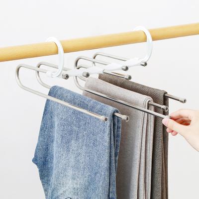 China Morden Luxury 5 Layered Pants Rack For Scarf Jeans Pants Saving Space Non-slip Pants Hanger for sale