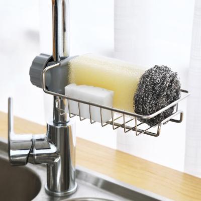 China Durable Detachable Stainless Steel Sponge Rack Over Faucet Kitchen Sink Cart Organizer for sale