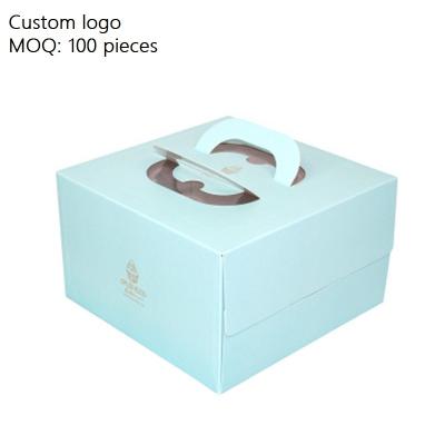 China Recycled Materials Wholesale Cardboard Paper Cake Box With Window Handle Paper Food Cake Box for sale