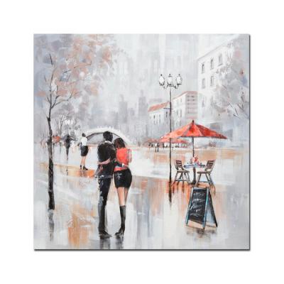 China Hand Painted Abstract Living Room Modern Streetscape Canvas Wall Art Picture for sale