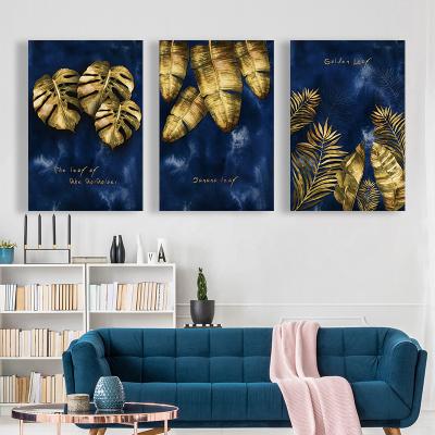 China Modern Gold Plant Leaves Picture Canvas Photo Print Painting Wall Art for sale